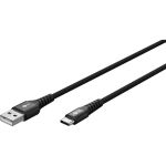 Goobay Supersoftes USB 2.0 Textilkabel, USB-A Stecker > USB-C Stecker (schwarz, 2 Meter)