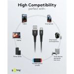 Goobay Supersoftes USB 2.0 Textilkabel, USB-A Stecker > USB-C Stecker (schwarz, 2 Meter)