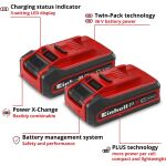 Einhell Akku Power-X-Change Plus TWIN-PACK 18Volt 3,0Ah (rot/schwarz, 2 Stück, ohne Ladegerät)