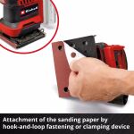 Einhell Power X-Change Akku-Faust-Schwingschleifer TE-OS 18/113 3X Li-Solo, 18Volt (rot/schwarz, ohne Akku und Ladegerät, mit Tasche + Zubehör)