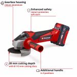 Einhell Power X-Change Akku-Winkelschleifer TC-AG 18/115 Li Kit, 18Volt (rot/schwarz, Li-Ion-Akku 4,0Ah)