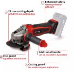 Einhell Power X-Change Akku-Winkelschleifer TE-AG 18/115-2 Li - Solo, 18Volt (rot/schwarz, ohne Akku und Ladegerät)