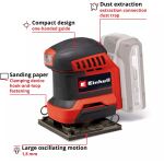 Einhell Power X-Change Akku-Faust-Schwingschleifer TE-OS 18/113 Li-Solo, 18Volt (rot/schwarz, ohne Akku und Ladegerät)