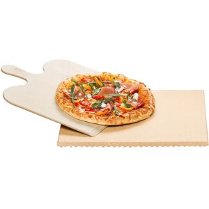 Rommelsbacher Pizzastein / Brotbackstein-Set PS 16 (beige, 35 x 35cm, mit Holzschaufel)