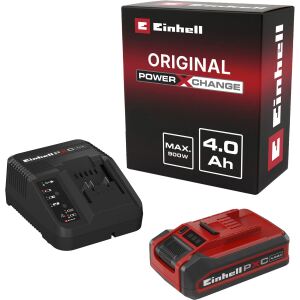 Einhell PLUS Power-X-Change Starter-Kit, 18Volt 4Ah (schwarz/rot, PLUS Akku + Ladegerät)