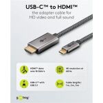 Goobay USB Textil-Adapterkabel, USB-C Stecker > HDMI Stecker, 4K / 60Hz (schwarz/silber, 2 Meter)