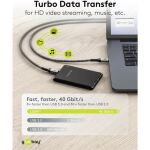 Goobay USB4 Gen 3x2 Kabel, USB-C Stecker > USB-C Stecker, 40Gbit/s (schwarz/grau, 1 Meter, PD, Laden mit bis zu 240 Watt)