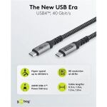 Goobay USB4 Gen 3x2 Kabel, USB-C Stecker > USB-C Stecker, 40Gbit/s (schwarz/grau, 1 Meter, PD, Laden mit bis zu 240 Watt)