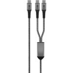 Goobay USB 2.0 Kabel, USB-C Stecker > USB-C Stecker (schwarz/grau, 1,5 Meter, Laden mit bis zu 60 Watt PD, Textilkabel mit Metallsteckern)