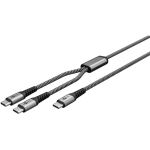 Goobay USB 2.0 Kabel, USB-C Stecker > USB-C Stecker (schwarz/grau, 1,5 Meter, Laden mit bis zu 60 Watt PD, Textilkabel mit Metallsteckern)