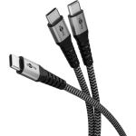 Goobay USB 2.0 Kabel, USB-C Stecker > USB-C Stecker (schwarz/grau, 1,5 Meter, Laden mit bis zu 60 Watt PD, Textilkabel mit Metallsteckern)