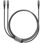 Goobay USB 2.0 Kabel, USB-C Stecker > USB-C Stecker (schwarz/grau, 1,5 Meter, Laden mit bis zu 60 Watt PD, Textilkabel mit Metallsteckern)