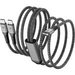 Goobay USB 2.0 Kabel, USB-C Stecker > USB-C Stecker (schwarz/grau, 1,5 Meter, Laden mit bis zu 60 Watt PD, Textilkabel mit Metallsteckern)