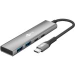 Goobay Slim 4-Port USB-C auf USB-C/USB-A 5 Gbit/s (grau)