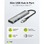 Goobay Slim 4-Port USB-C auf USB-C/USB-A 5 Gbit/s (grau)