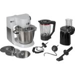 Bosch MUM6EW22 Küchenmaschine (weiß/edelstahl, 1.600 Watt, Serie 6, Patisserie-Set, Mixaufsatz)