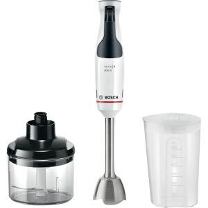 Bosch Stabmixer ErgoMaster MSM4W220 Serie 4 (weiß/edelstahl, 600 Watt, mit Zerkleinerer)
