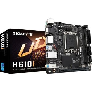 GIGABYTE H610I Motherboard - Unterstützt Intel Core 14. Generation CPUs, 4+1+1 Hybrid Digital VRM, bis zu 5600MHz DDR5, 1xPCIe 3.0 M.2, GbE LAN, USB 3.2 Gen 1