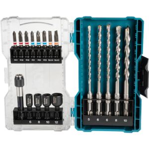 Makita Bohrer-Bit-Set SDS Plus, 18-teilig, Bohrer- & Bit-Satz (Klappbox mit transparentem Deckel)