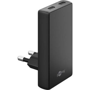 Goobay USB-C PD GaN 90° Dual-Schnelladegerät (schwarz, 65 Watt)