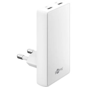 Goobay USB-C PD GaN 90° Dual-Schnelladegerät 65 W (weiß, 65 Watt)
