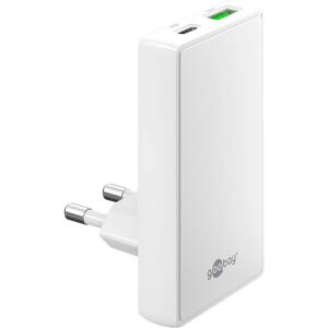 Goobay USB-C/A PD GaN 90° Dual-Schnelladegerät (weiß, 65 Watt)