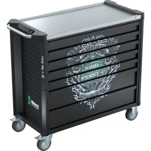 Wera 9701 Tool Rebel Werkstattwagen Stainless XXL 1, mit Bestückung (schwarz/silber, 188-teilig (Elektro / VDE), im exklusiven Tool Rebel Design)