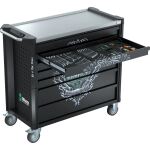 Wera 9701 Tool Rebel Werkstattwagen Stainless XXL 1, mit Bestückung (schwarz/silber, 188-teilig (Elektro / VDE), im exklusiven Tool Rebel Design)