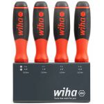 wiha Schraubendreher mit Bithalter SoftFinish, 1/4" (schwarz/rot, mit Ratschenfunktion)