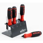wiha Schraubendreher mit Bithalter SoftFinish, 1/4" (schwarz/rot, mit Ratschenfunktion)