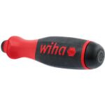 wiha Schraubendreher mit Bithalter SoftFinish, 1/4" (schwarz/rot, mit Ratschenfunktion)
