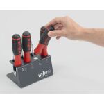 wiha Schraubendreher mit Bithalter SoftFinish, 1/4" (schwarz/rot, mit Ratschenfunktion)