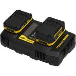 Stanley V20 Zweischacht-Schnell-Ladegerät (18V / 4A) für V20 Akkus (schwarz/gelb)
