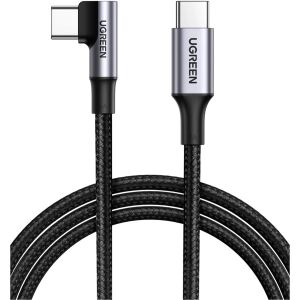 Ugreen 100W USB-C auf USB-C Ladekabel (Winkel 90 Grad) (schwarz, 2 Meter, PD 100 Watt, 1x Winkelstecker)