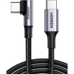 Ugreen 100W USB-C auf USB-C Ladekabel (Winkel 90 Grad) (schwarz, 2 Meter, PD 100 Watt, 1x Winkelstecker)