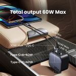 Ugreen EC602 Car Charger 60W KFZ-Ladegerät 1x USB-A 1x USB-C (1x USB-A, 1x USB-C, 1x USB-C Kabel)