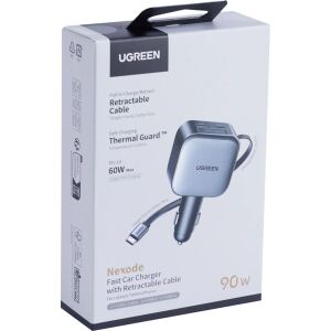 Ugreen Nexode EC603 90W KFZ-Schnellladegerät mit einziehbarem USB-C-Kabel