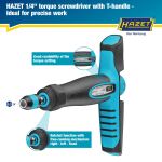 HAZET Drehmomentschraubendreher mit Quergriff (schwarz/blau, 1 - 6 Nm, 1/4" Bitaufnahme)