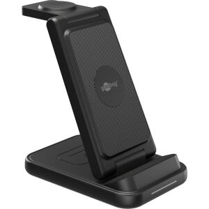 Goobay Kabelloses 3in1-Ladegerät, 15 W (schwarz)