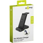 Goobay Kabelloses 3in1-Ladegerät, 15 W (schwarz)