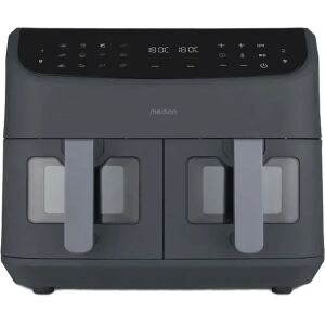 Medion Life P20 Doppel Heißluftfritteuse XXL MD11760 (grau, 2.600 Watt, 2 Körbe je 4,35 Liter)
