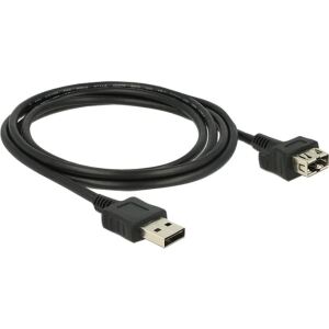 Delock EASY-USB 2.0 Verlängerungskabel, USB-A Stecker > USB-A Buchse (schwarz, 2 Meter, ShapeCable, USB-A Stecker beidseitig verwendbar)