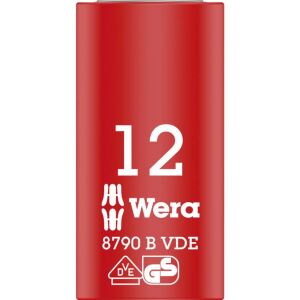 Wera VDE Zyklop-Steckschlüssel-Einsatz, 12mm, 3/8" (rot/gelb, isoliert bis 1.000 Volt)