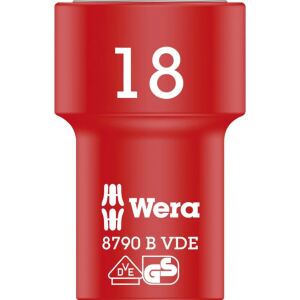 Wera VDE Zyklop-Steckschlüssel-Einsatz, 18mm, 3/8" (rot/gelb, isoliert bis 1.000 Volt)