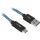 Sharkoon USB 3.2 Gen 2 Kabel, USB-A Stecker > USB-C Stecker (schwarz/hellblau, 1 Meter, gesleevt)