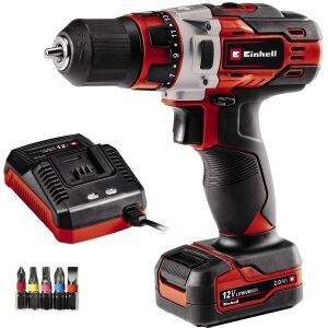 Einhell Akku-Bohrschrauber TE-CD 12/1 Li, 12Volt (rot/schwarz, Li-Ionen Akku 2Ah)