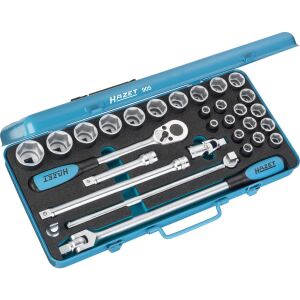 HAZET Steckschlüssel-Satz 905, 1/2", 30-teilig (blau, mit Umschaltknarre)