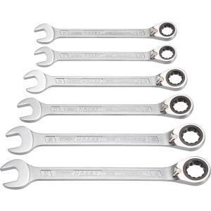 HAZET Knarren-Ring-Maulschlüssel-Satz 606/6-1, 6-teilig (mit umschaltbarer Knarrenfunktion)