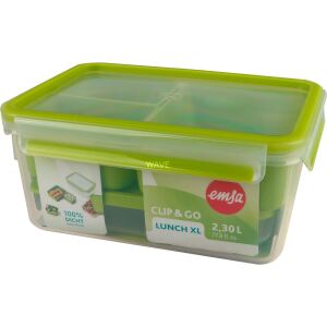 EMSA CLIP & GO Lunchbox XL (grün/transparent, mit Einsätzen)