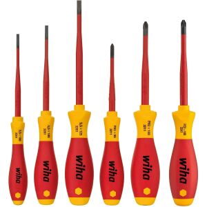 wiha Schraubendreher-Set SoftFinish electric slimFix, 6-teilig (rot/gelb)